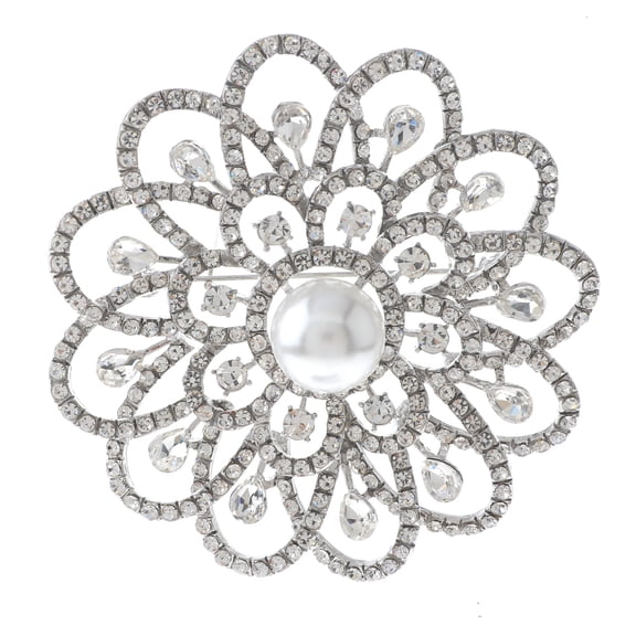 Large Crystal Flower Brooch