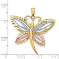 thumbnail image 2 of 36mm 14k Two-tone Gold Large Dragonfly With Beaded and Dc Angel Wings Tri-color Charm Pendant Necklace for Women, 2 of 2