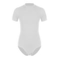 thumbnail image 3 of RUNQHUI Men's Short Sleeve Undershirt Crew Neck Press Button Crotch Shirt Bodysuit Leotard Top White XXL, 3 of 5