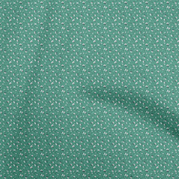 oneOone Polyester Spandex Green Fabric Floral Dress Material Fabric Print Fabric By The Yard 56 Inch Wide