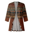 thumbnail image 5 of ZKIRBJV Summer Shrugs for Women 3/4 Sleeve Kimono Cardigans for Women Lightweight Open Front Shrug Cardigan Floral Print Dressy Casual Oversized Cardigans Brown S, 5 of 6