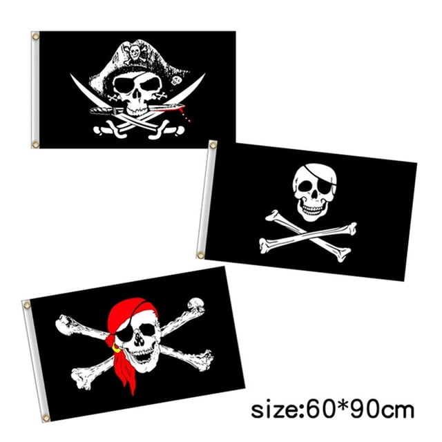 Banderines de banderas de pirata esqueleto de Jolly Roger de Halloween para fiesta de Halloween fiesta de pirata