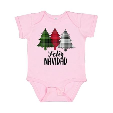 

Inktastic Feliz Navidad Plaid Trees Gift Baby Boy or Baby Girl Bodysuit