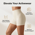 thumbnail image 3 of Ribbed Seamless High Waist Workout Biker Shorts, Tummy Control Gym Shorts, 3 of 6