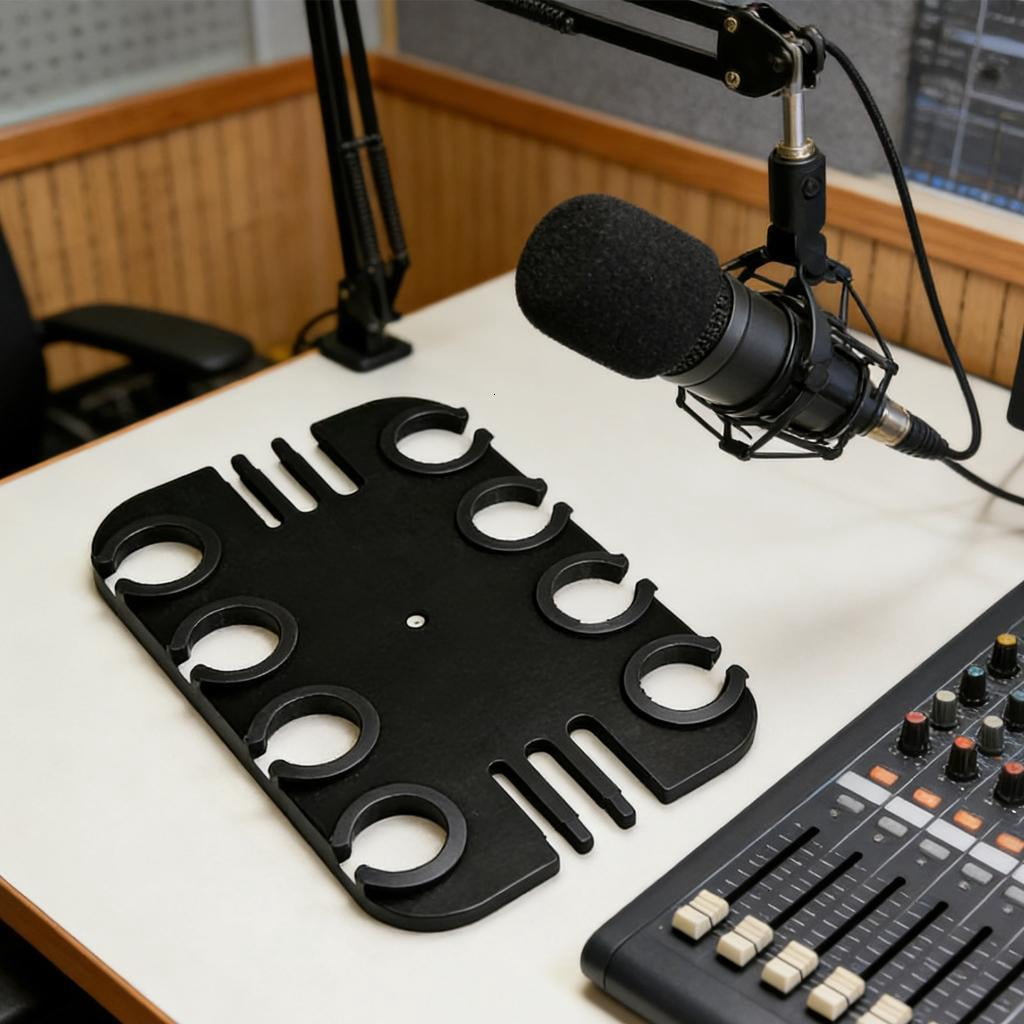 Heavy Duty 8 Hole Microphones Stand Tray For Musicians And Sound Engineers Carbon Steel Materials