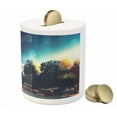 thumbnail image 3 of Fantasy Piggy Bank, Enchanted Night with Stars and Aurora Borealis in Sky Above Mystic Road, Ceramic Coin Bank Money Box for Cash Saving, 3.6" X 3.2", Multicolor, by Ambesonne, 3 of 4