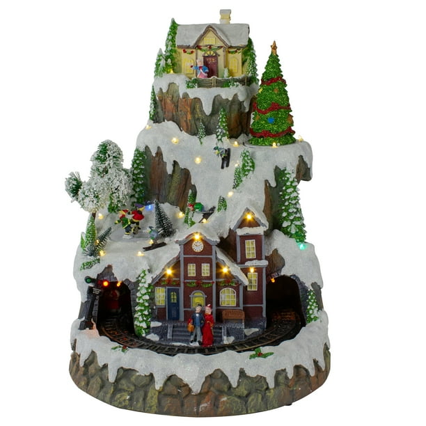 Holidays christmas village 17" White LED Lighted and Animated Christmas Village with Moving Train