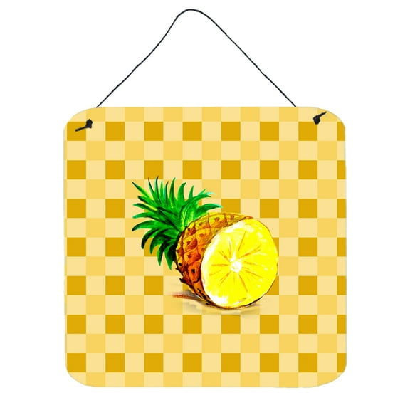 Carolines Treasures BB7248DS66 Top of Pineapple Cut on Basketweave Wall or Door Hanging Prints 6x6 multicolor