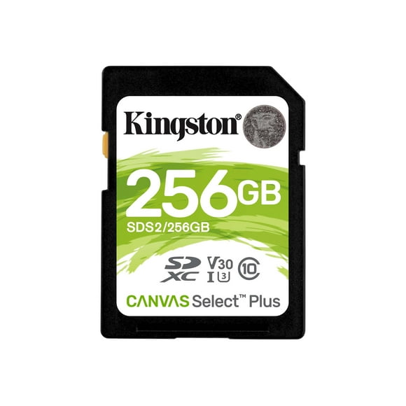 Kingston Canvas Select Plus - Carte Mémoire Flash - 256 GB - Classe Vidéo V30 / UHS-I U3 / Class10 - SDXC UHS-I