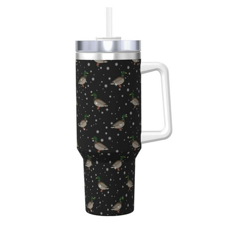

Matuu Mallards And Snowflakes for 40OZ Ice Cup with Handle Durable Thermal Cups Keep Drinks Cold and Hot Insulated Car Mug with Lid