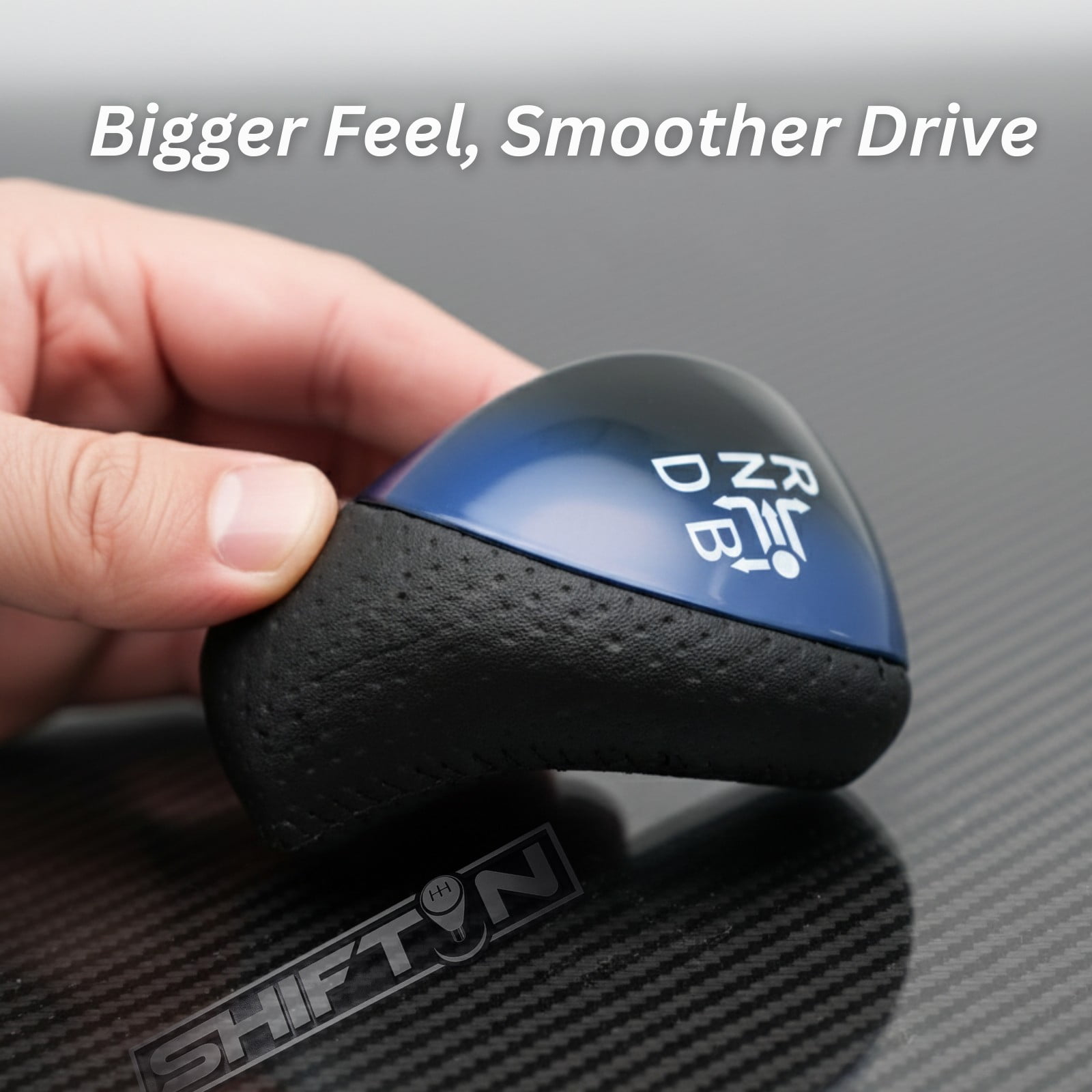 SHIFTIN Big Black Leather & Blue Gear Shift Knob for Toyota Prius Plug-in Hybrid Plug-in