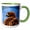 Green/White, variant on 3drose, Alert and at Attention, the Majestic Hawk Constantly Scans the Horizon, 15oz Mug