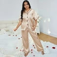 thumbnail image 6 of WTOBBY Women's Sleep Set Plus Size 3X-6X Breathable Top & Elastic Waist Pants Pajama Comfy Loungewear Home Wear Lounge Nightwear Outfit,Champagne 5XL, 6 of 6