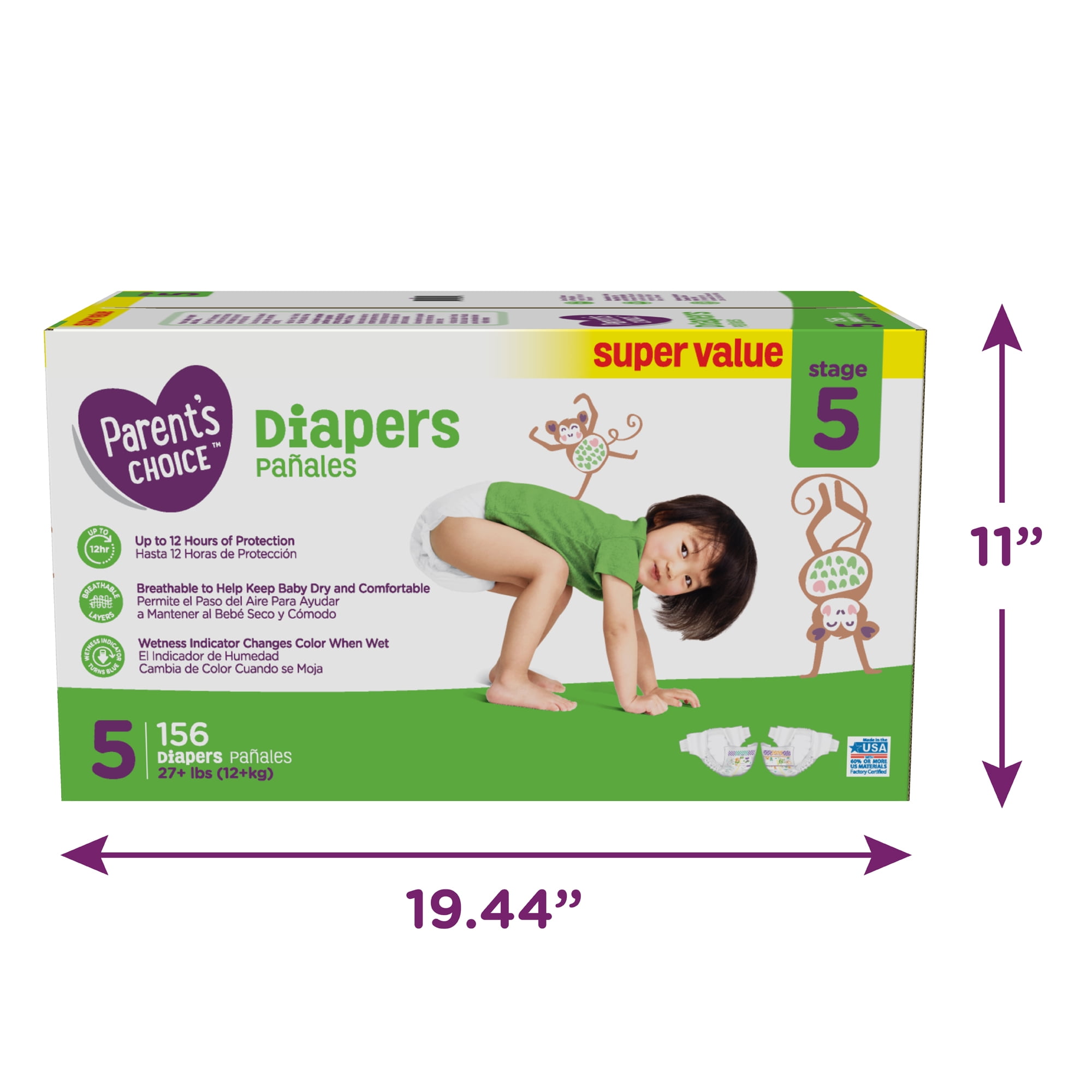 Parent S Choice Diapers Size 5 156 Diapers Walmart Com Walmart Com