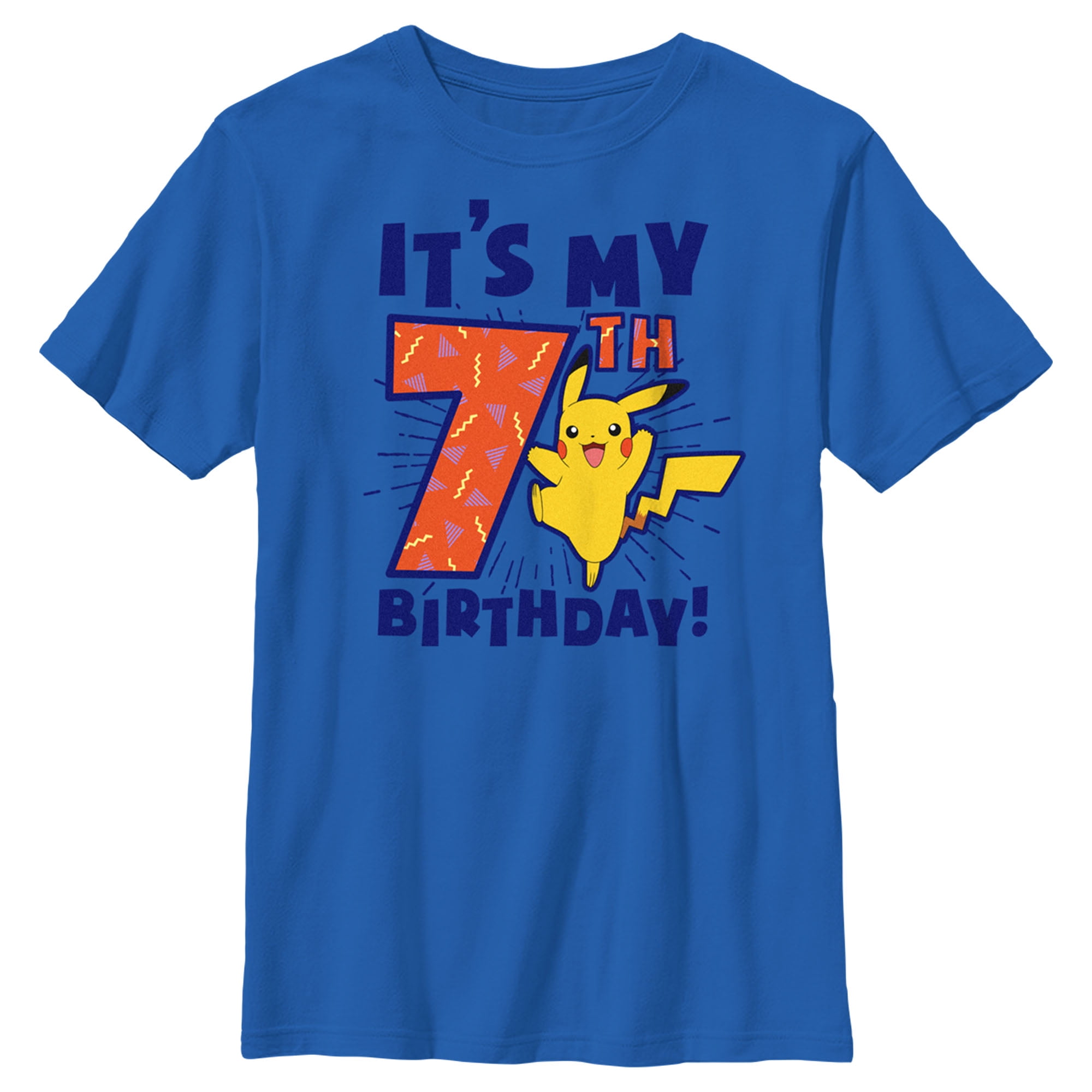 Boy's Pokemon It's My 7th Birthday Starters Graphic Tee Red X