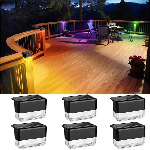 8 Pack Waterproof Fence Post Solar Lights for Garden Pathway Stair Step - Black