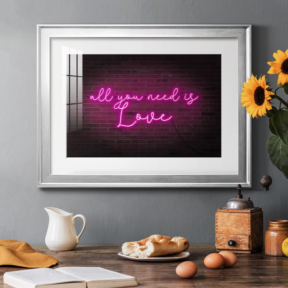 Neon Love I Premium Framed Print - Ready to Hang