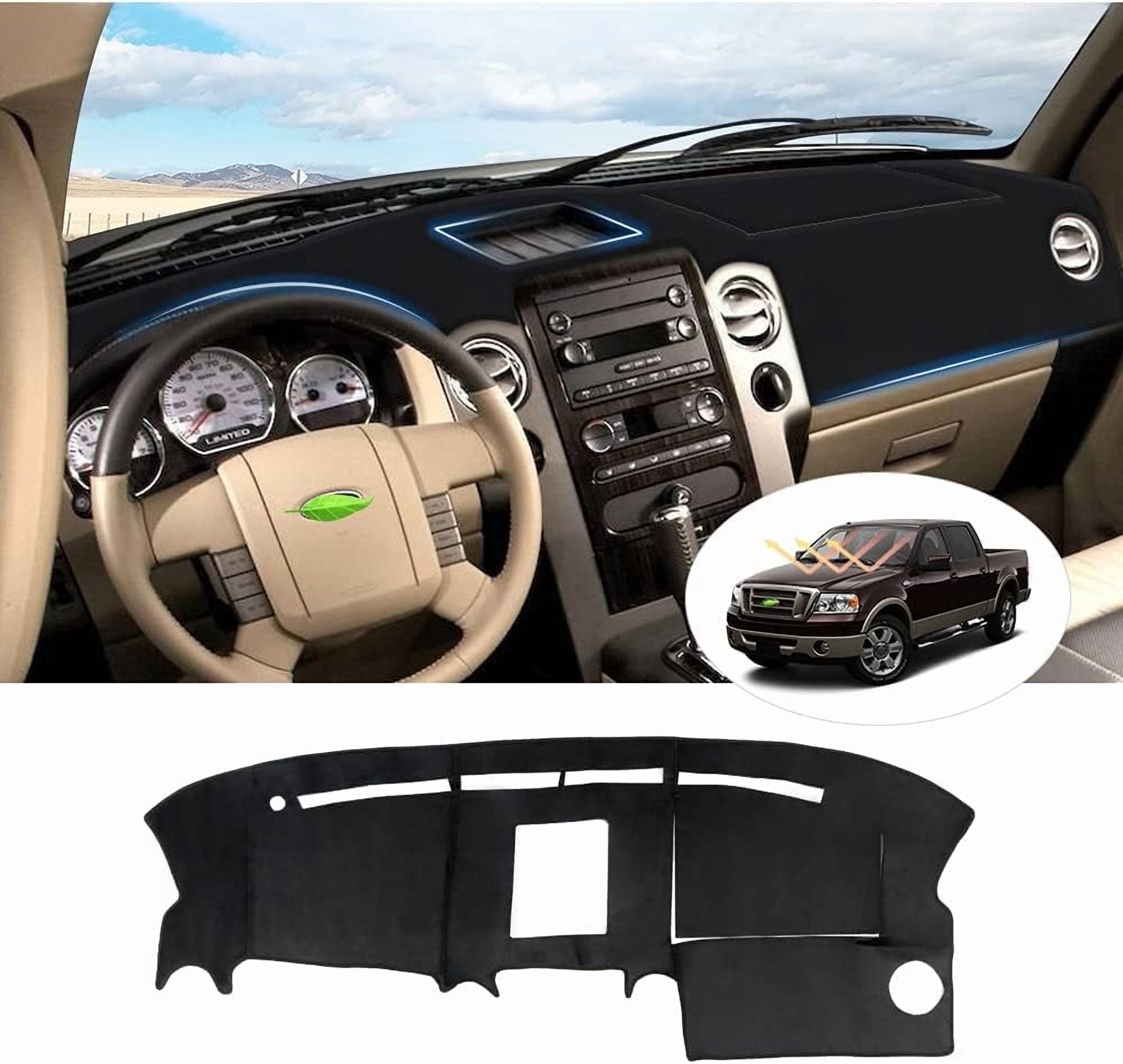 Canvcle Dash Cover for Ford F150 2004 2005 2006 2007 2008 Dashboard Cover Mat Suede Non-Slip Pad Carpet Sunshield Protector