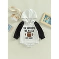 thumbnail image 2 of Bagilaanoe Newborn Baby Girl Boy Hooded Romper Sweatshirt Long Sleeve Bodysuit Football Letter Print Pullover 3M 6M 12M 18M Infant Casual Tee Tops, 2 of 9
