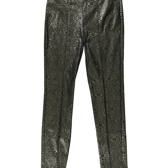 Alfani Womens Metallic Paisley Casual Trouser Pants, Metallic, Petite, 12P