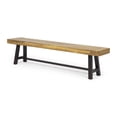 thumbnail image 3 of Marian Outdoor Acacia Wood Bench, Teak Finish and Rustic Metal, 3 of 7