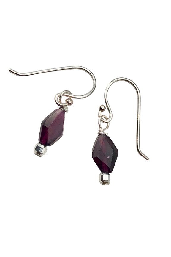 Amazing Diamond-shaped Pyrope Garnet & Sterling Silver Earrings | 7/8" long |