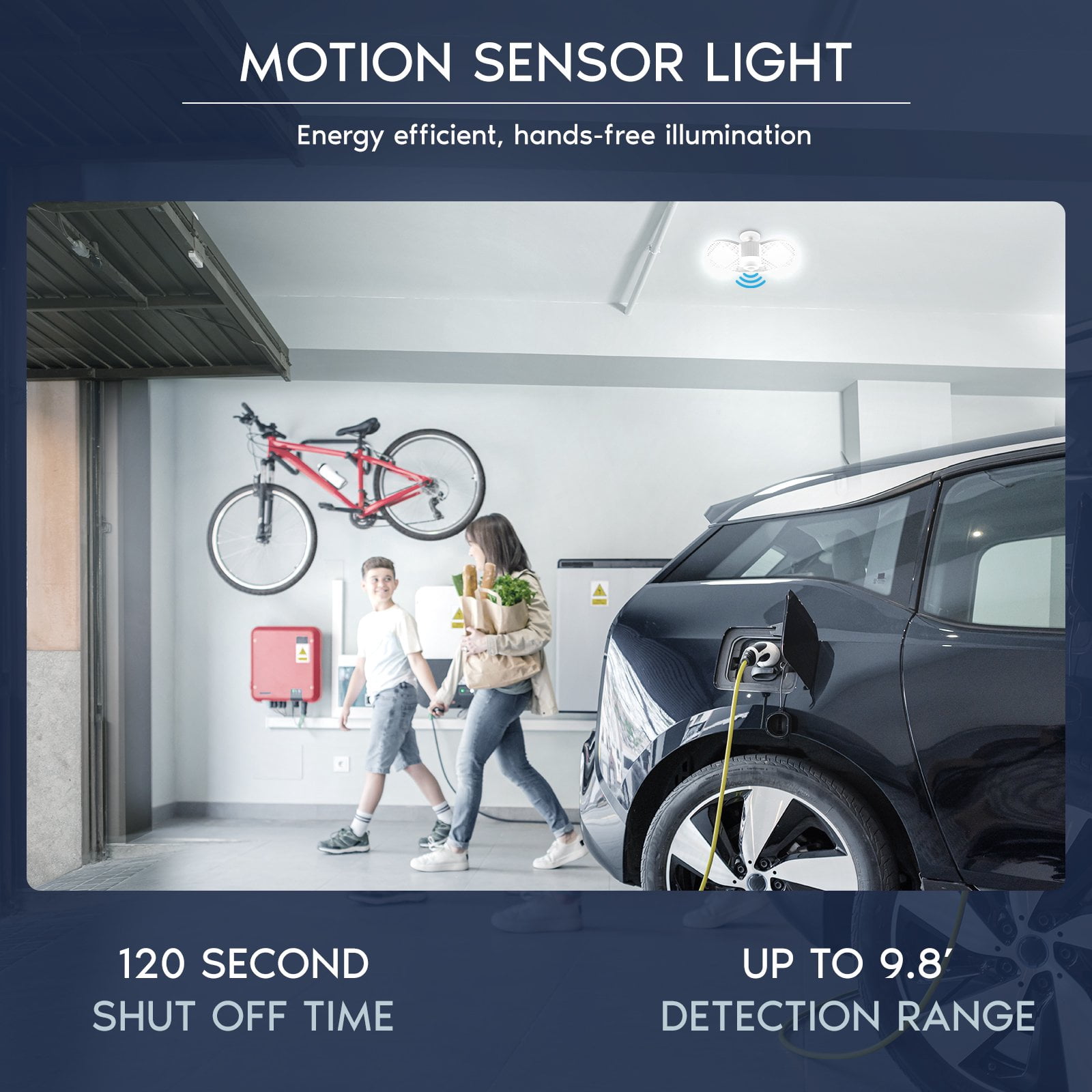 Luxrite LED Garage Light with Motion Sensor, 5000K, 80W, 8000LM, E26 Base, Deformable 3 Panel Lights 4590, ETL 2 Pack