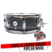 Griffin Snare Drum - 14" x 5 - 5" Poplar Wood Shell with Zebra PVC Glossy Finish Percussion Musical Instrument with Drummers Key