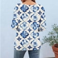 thumbnail image 5 of Jsaierl Women's 3/4 Sleeve Tops Casual Round Neck Shirts Retro Graphic Petite Blouses Soft Elegant T-shirts Top S-5XL, 5 of 7