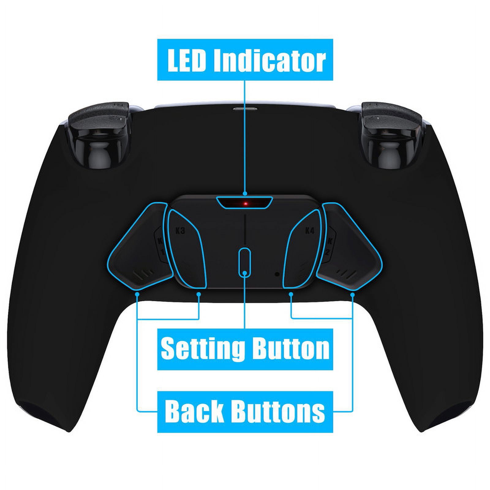 eXtremeRate Back Paddles Programable RISE4 V3 Remap Kit for PS5 Controller BDM-030 040 050, Upgrade Board Black Redesigned Bottom Shell 4 Back Buttons Set for PS5 Controller - NO Controller