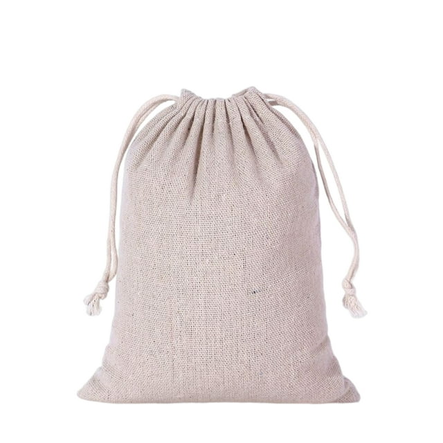 Langgg Cotton Linen Storage Bag Reusable Rectangular Solid Color Jewelry Underwear Cosmetic Household Drawstring Pouch Pocket 8x10cm 15x20cm