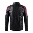 thumbnail image 3 of Chaqueta de cuero con cuello de color Chaqueta de moto Chaqueta de cuero fina informal de primavera y otoño para hombre, 3 of 6