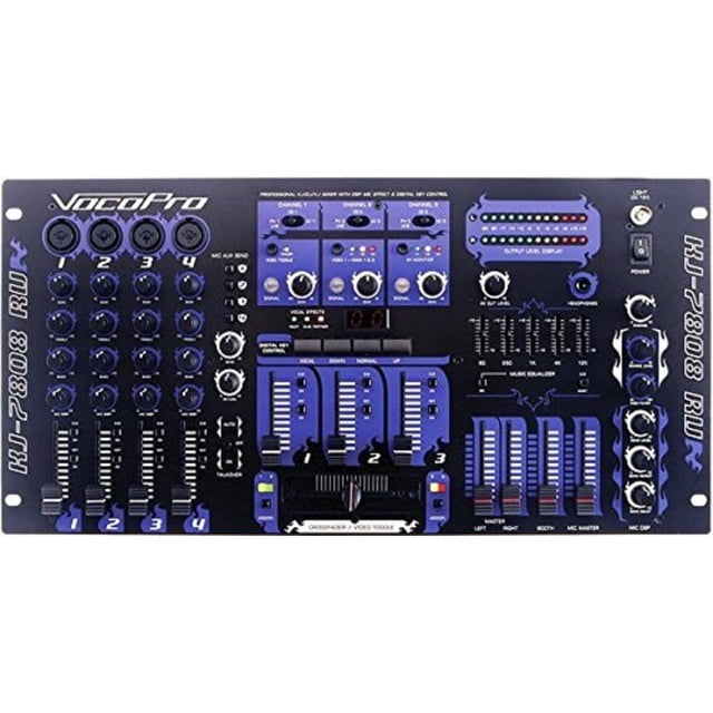 Mezclador VocoPro KJ-7808RV Professional KJ/DJ/VJ con efecto de micrófono DSP
