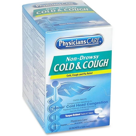 PhysiciansCare Cold and Cough Congestion Medication, Two-Pack, 50 (Best Over The Counter Cold Medication)