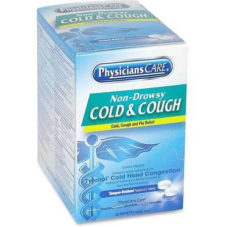 PhysiciansCare Cold and Cough Congestion Medication, Two-Pack, 50 (Best Medication For Cold Symptoms)