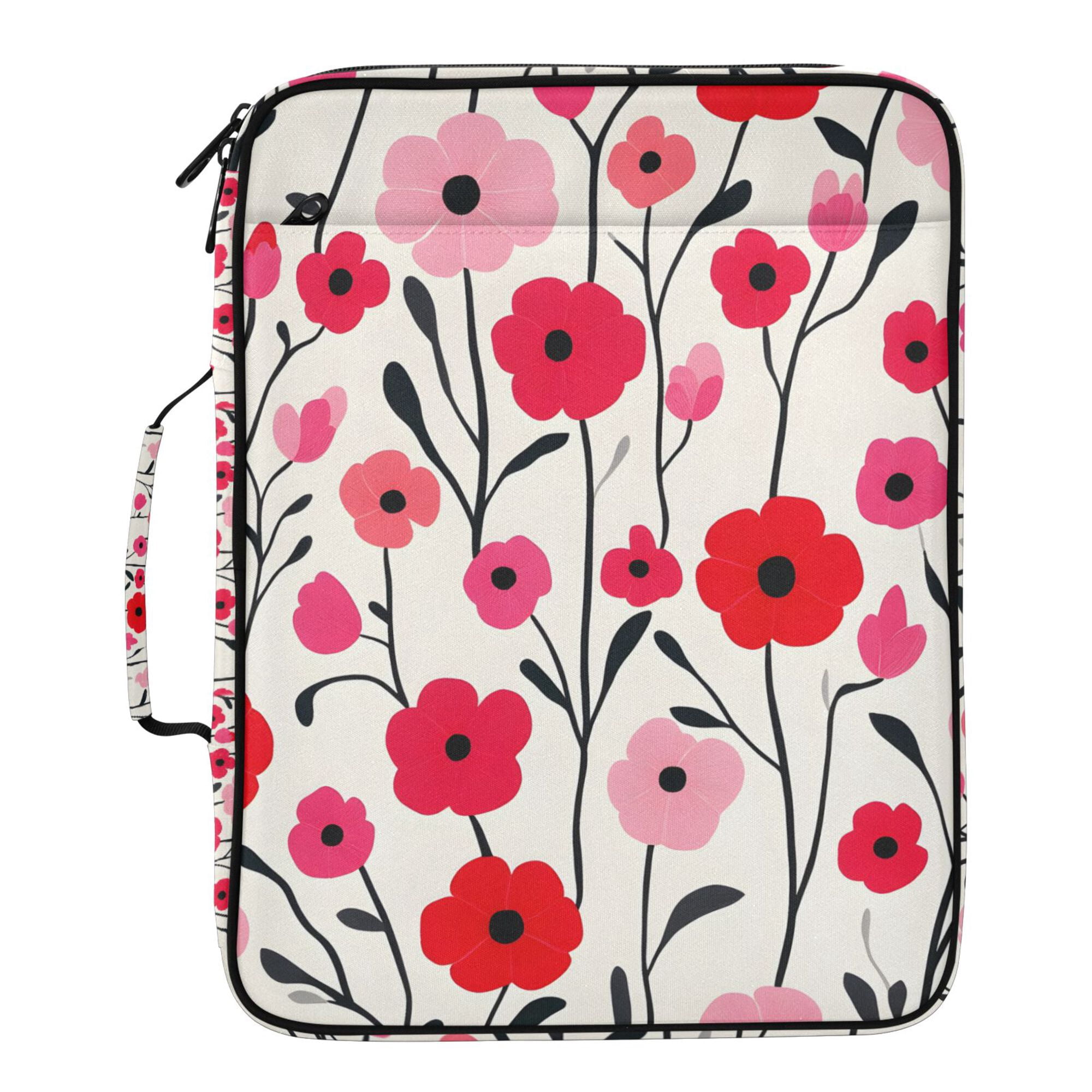 FORMRS Accordion File Folder A4 Size 7-Pocket Expanding Document Organizer Bag with 3 Ring Binder, Pink Floral