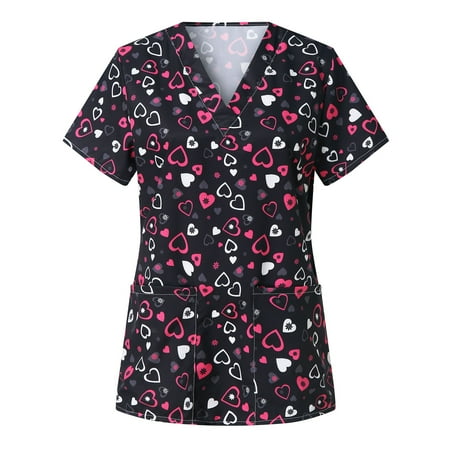 

Summer Savings Clearance 2023! Inleife Women s Valentine s Day Love Print Casual Short Sleeve V-Neck Carer Top