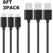 USB C Charger Cable [6ft USB Type C Cable 3 Pack] by Barcres | Compatible with Samsung S9 S8 A8 A5, LG G7 G6 G5 V30,