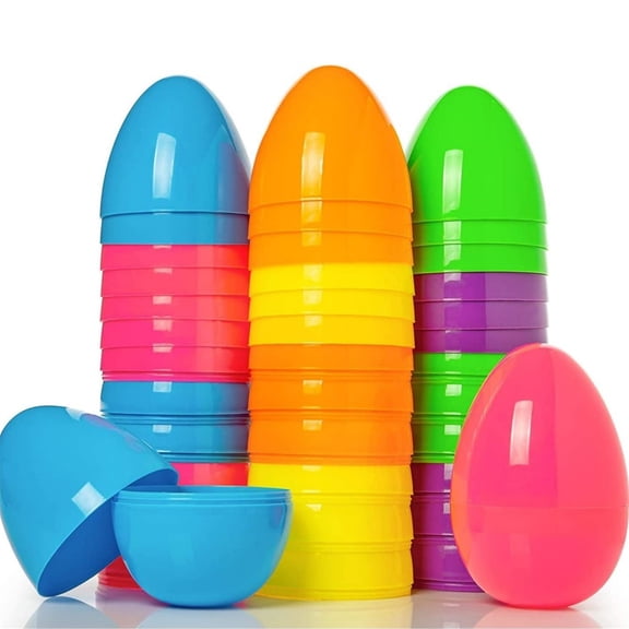 Empty Plastic Easter Eggs,48 Pcs Fillable Colorful Bright Fake Eggs,Easter Eggs Empty Toys,Party Decoration for Easter Hunt, Easter Theme Party Decoration, Basket Stuffers Fillers 2.3"