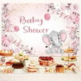 thumbnail image 2 of 20 x 10 ft Pink Baby Shower Background, Girl Baby Shower Backdrop Pink Baby Elephant Birthday Backdrop Pink Floral Watercolor Backdrop for Girl Baby Shower Birthday, 2 of 5