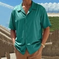 thumbnail image 2 of YLSDY Men's Satin Short Sleeve Shirts 2026 Spring Summer Lapel Collar Button Down Silk Blouses Casual Comfy Dressy Tops Green S, 2 of 6