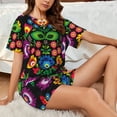 thumbnail image 4 of Susaid Traditional Floral Polish Print Women's Pajama Set, Button-Up Sleepwear with Elastic Waist Shorts, Perfect for Lounging, Yoga, Beach, and Casual Wear-X-Large, 4 of 7