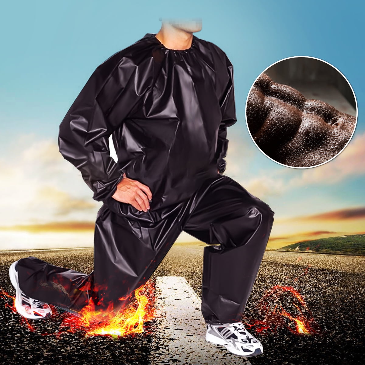 Men's Fitness Sweat Suits Hood Running Sports Clothes Weight Reduce Sauna Suits 
