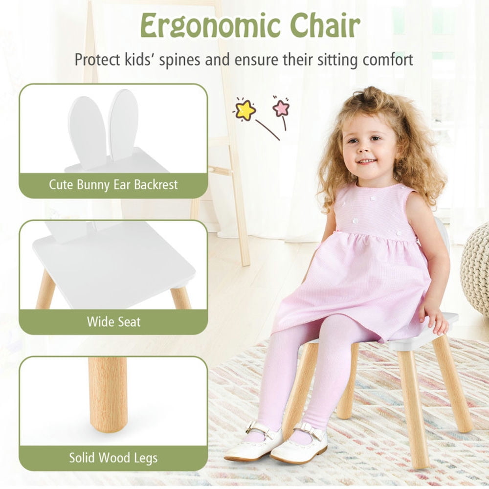 Canddidliike 3 Pieces Kids Table and Chairs Set for Arts Crafts Snack Time-White, Kids Table for Arts & Crafts, Snack Time, Homeschooling, Homework
