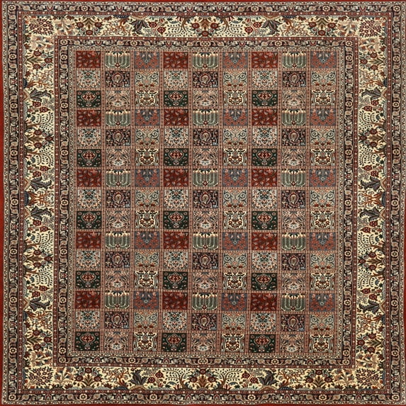 Ahgly Company Machine Washable Indoor Square Traditional Camel Brown Area Rugs, 6' Square