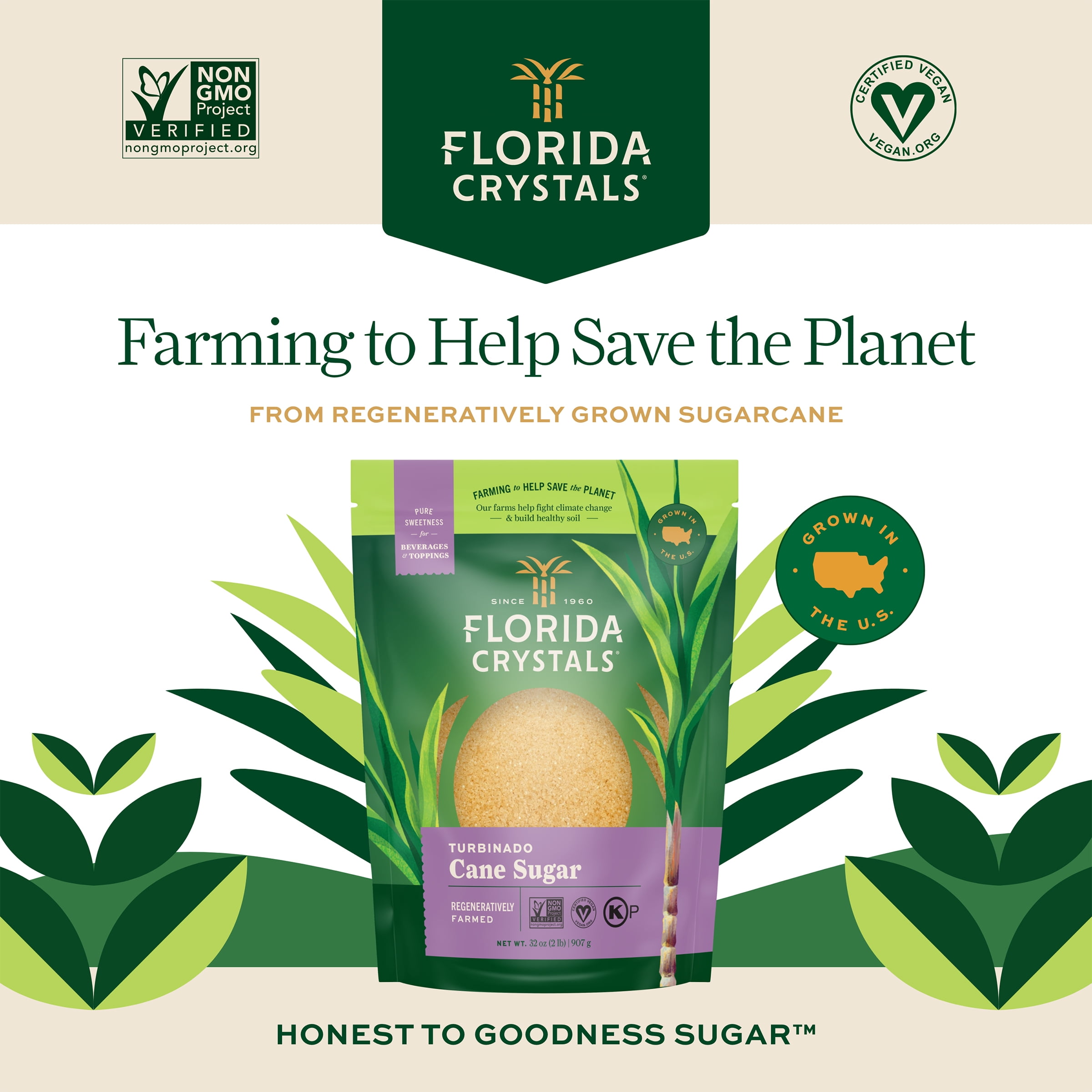(3 pack) Florida Crystals Turbinado Cane Sugar, 5 lb Pouch