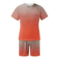 thumbnail image 4 of Yindaity 2 Piece Set for Men Summer Short Sleeve and Shorts Set Color Block Track Suit Casual Joggers Sets Big and Tall Shorts Set Orange,M, 4 of 5