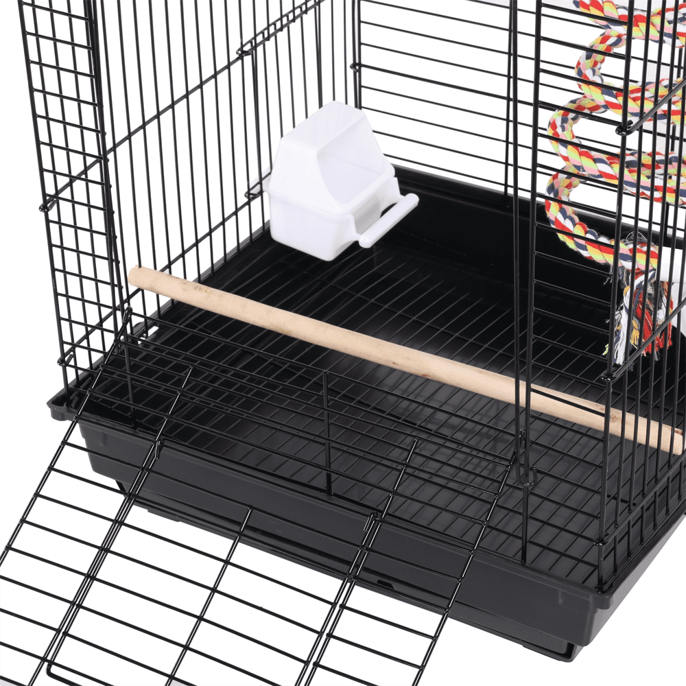 Yaheetech Open Top Travel Bird Cage Carrier for Bird Canary Cockatiel Small Parrots, Black