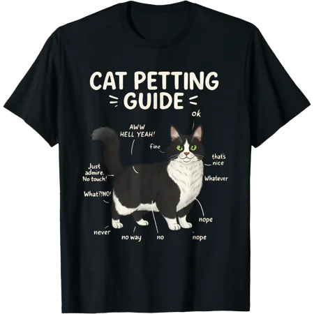Munchkin Cat Petting Guide Funny Cat Lover T-Shirt, Vintage Birthday Gift