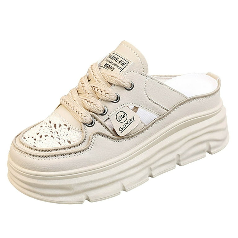 Oyedens Womens Platform Fashion Sneakers Mules Footbed High Heels